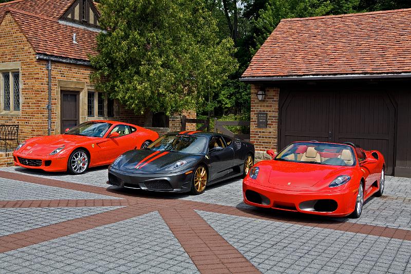IMG_7203.jpg - Three Ferrari's. The 599 GTB  Fiorano, 430 Scuderia and a F430 Spider